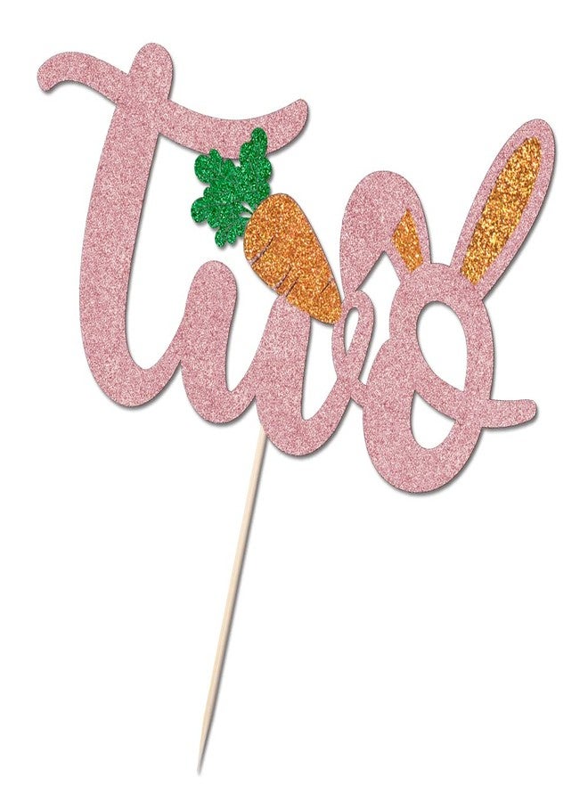 Qertesl Bunny Ears Two Cake Topper,Easter 2nd Birthday Cake Topper, for Photo Booth Props, Boy Girl Birthday Party Cake Decoration - Image 5