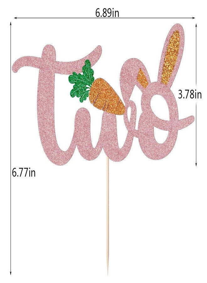 Qertesl Bunny Ears Two Cake Topper,Easter 2nd Birthday Cake Topper, for Photo Booth Props, Boy Girl Birthday Party Cake Decoration - Image 4