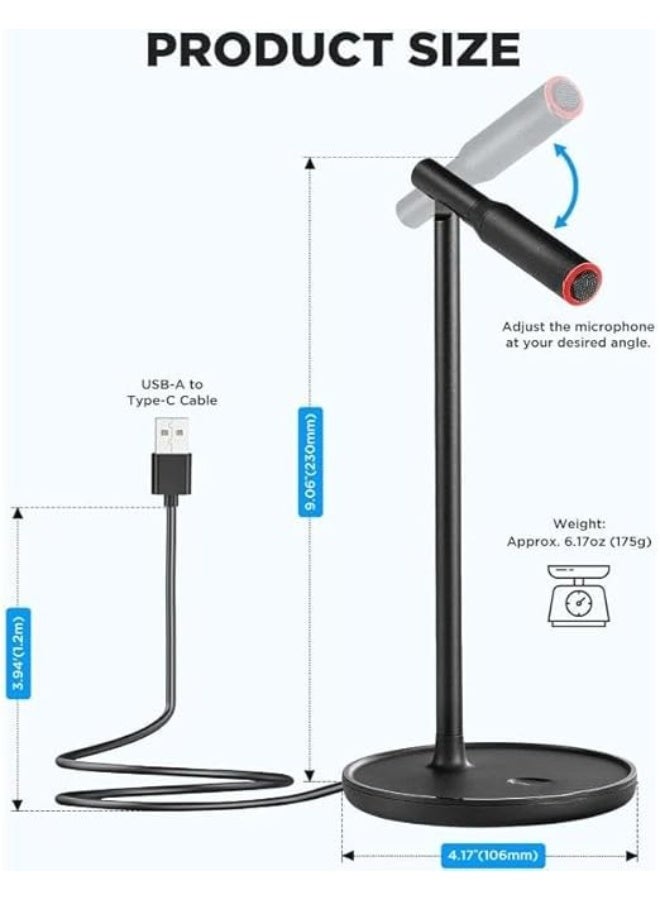 USB to Type-C Microphone with Stand Holder – Adjustable Angle, Compatible with Multiple Devices - Image 2