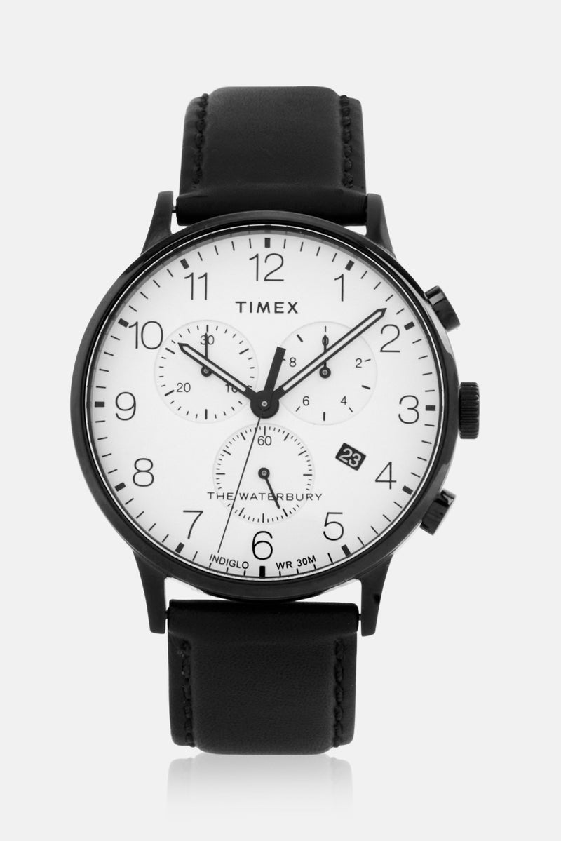 TIMEX Men TW2R72300 Leather Strap Round Watch, Black  - Image 1