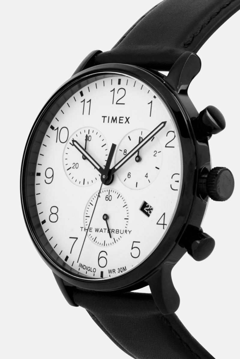 TIMEX Men TW2R72300 Leather Strap Round Watch, Black  - Image 4