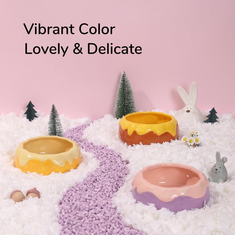 tafit Guinea Pig Food Bowl Hamster Ceramic Water Dish Anti-Spill & Prevent Tipping Rabbit Feeding Bowl for Guinea Pig, Syrian Hamster, Bunny, Rat, Chinchilla, Squirrel, Small Animal (Honey Orange) - Image 2