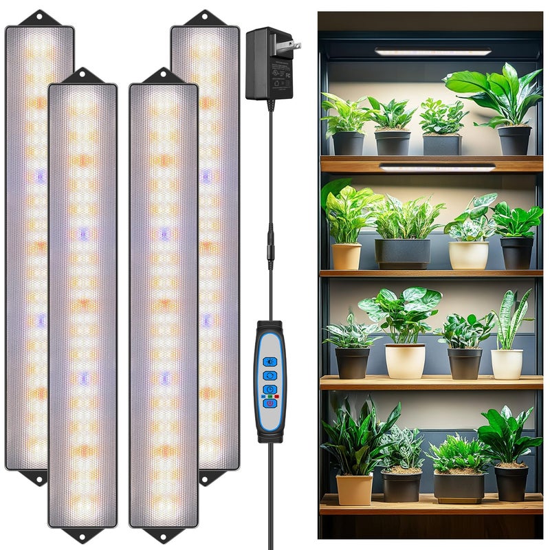 Wolezek Grow Light Strips for Indoor Plants 420 LEDs Full Spectrum Plant Light for Indoor Growing with 61216H Auto Timer Grow Lamp Bar for Seedling Succulent 138 Inches 4 Pack - Image 2