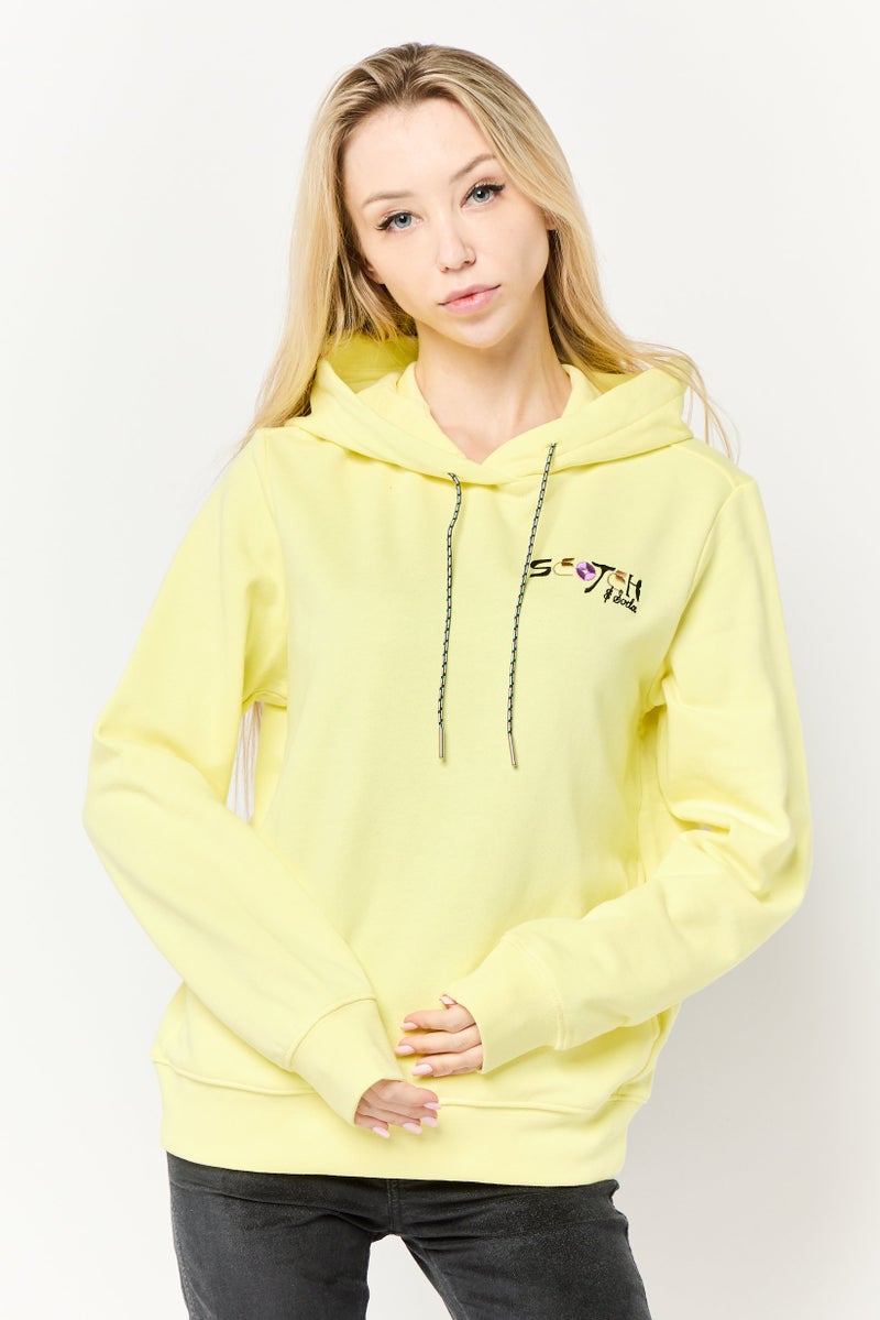 Scotch & Soda Women Embroidered Long Sleeves Hoodie, Light Yellow  - Image 1