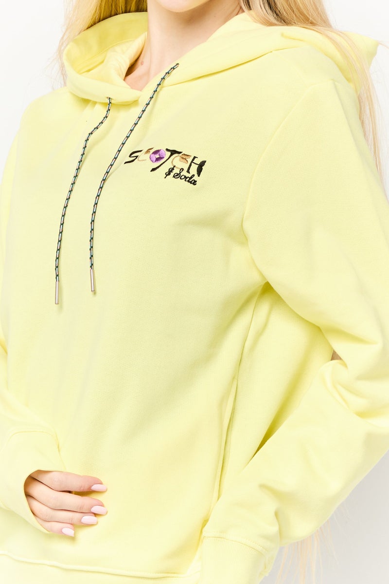 Scotch & Soda Women Embroidered Long Sleeves Hoodie, Light Yellow  - Image 3