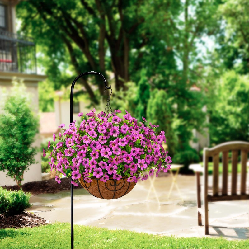 ZFProcess Artificial Faux Hanging Plants Flowers Basket Outdoor Porch Garden Spring Summer Decoration, Fake Silk Daisy in Planter Realistic UV Resistant for Outside Home Patio Balcony Yard(Purple) - Image 4