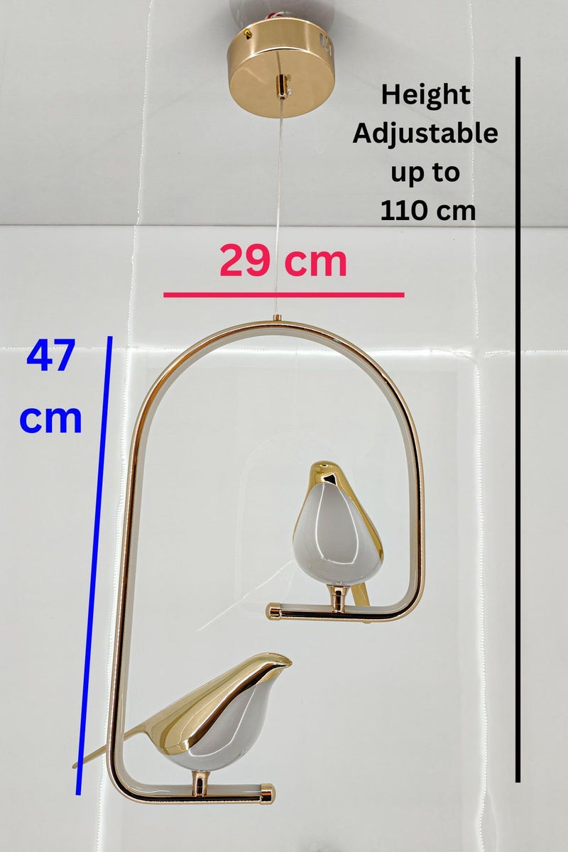 swanart Modern Dual Bird LED Pendant Light – Elegant Gold Finish Hanging Chandelier for Living Room, Dining, Bedroom & Home Decor Lighting | Unique Artistic Ceiling Lamp Fixture - Image 2