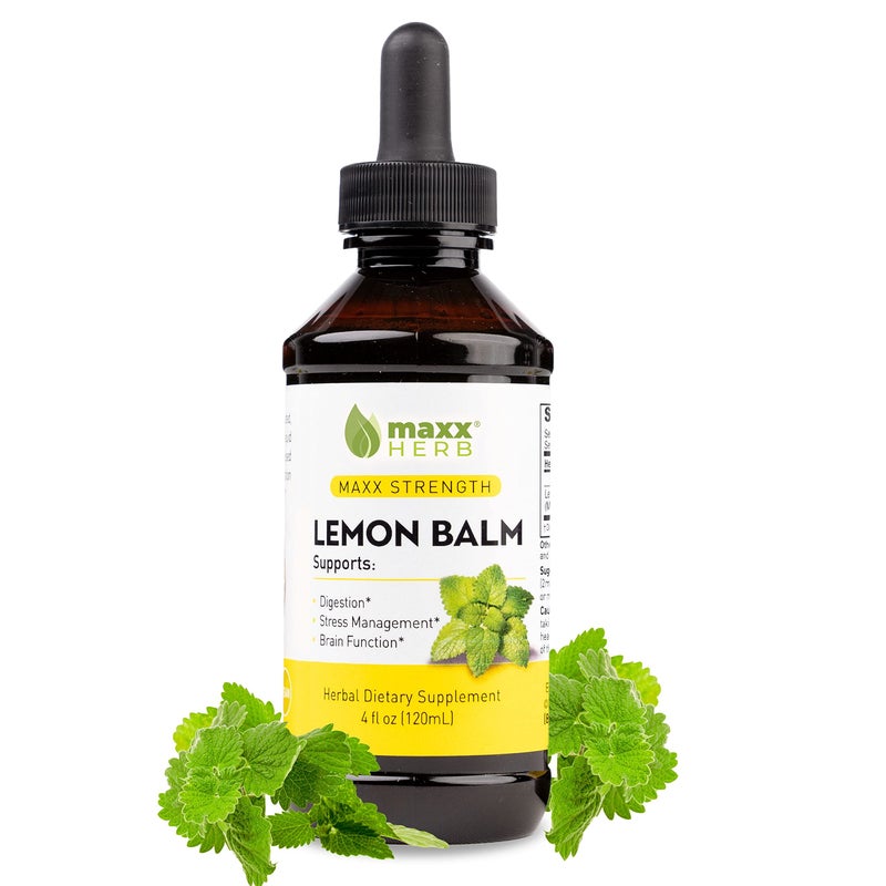 Maxx Herb Lemon Balm Extract Max Strength Liquid Tincture Absorbs Better Than Capsules or Tea for Nervous System Support Stress Management Alcohol Free 4 Oz Bottle 60 Servings