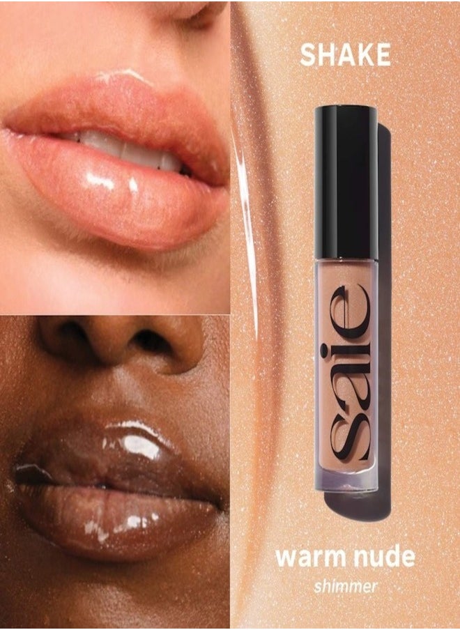Saie Saie Glossy Bounce™ High Shine Lip Gloss - Shake - warm nude shimmer , Moisturizing Oil Infused, 5ml  - Image 3