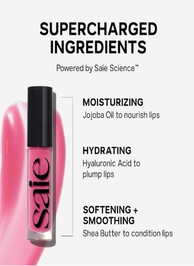 Saie Saie Glossy Bounce™ High Shine Lip Gloss - Shake - warm nude shimmer , Moisturizing Oil Infused, 5ml  - Image 5