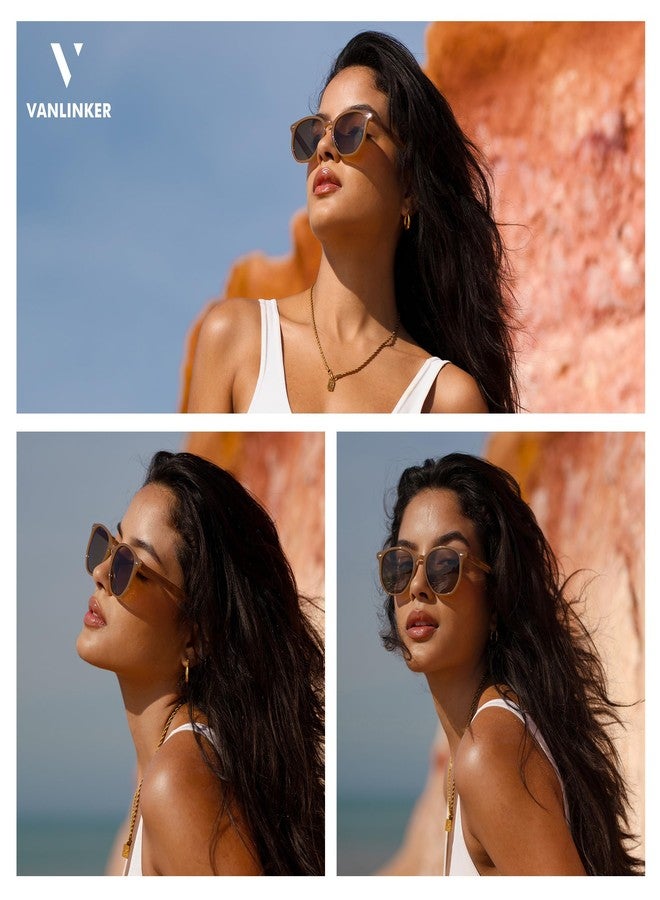 VANLINKER Polarized Hexagonal Octagon Trendy Sunglasses for women Men Tortoise Frame Brown Lens VL9696 - Image 3