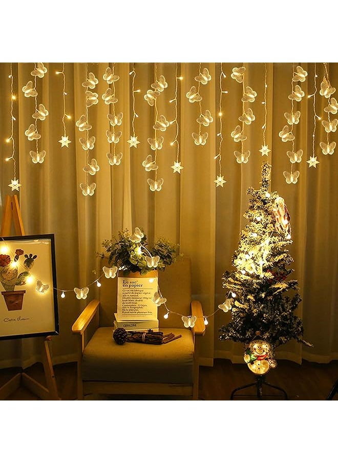 The Bros LED String Lights, 3M 20LED Battery Operated String Romantic Flower Rose Fairy Light, Indoor Outdoor Decorations Large Rose Flower Diameter (1, Butterfly Fairy String Lights)  - Image 1