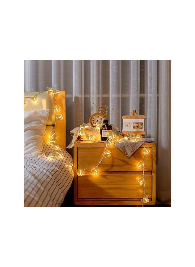 The Bros LED String Lights, 3M 20LED Battery Operated String Romantic Flower Rose Fairy Light, Indoor Outdoor Decorations Large Rose Flower Diameter (1, Butterfly Fairy String Lights)  - Image 5