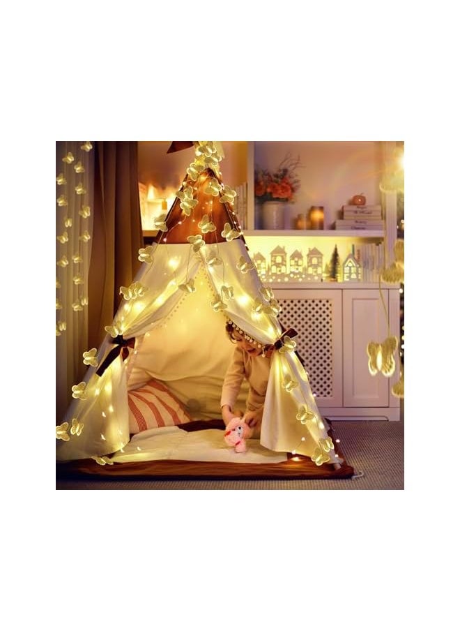 The Bros LED String Lights, 3M 20LED Battery Operated String Romantic Flower Rose Fairy Light, Indoor Outdoor Decorations Large Rose Flower Diameter (1, Butterfly Fairy String Lights)  - Image 3