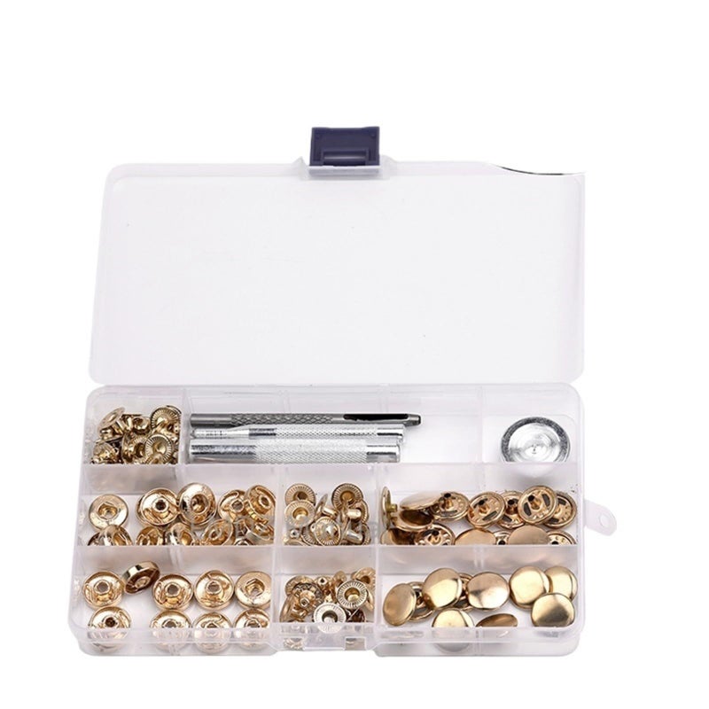Leather Rivets Metal Snaps Fasteners Buttons Press Studs Golden Color With Tools Kits - Image 2
