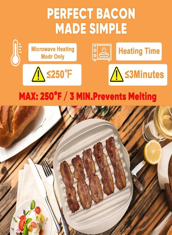 brougetme 2-Pack Microwave Bacon Tray with Lid - Crispy Bacon Cooker with Oil Draining Rack, Splatter-Proof & Dishwasher Safe, Makes Healthy Bacon in Minutes - Also for Sausages, Hot Dogs, Tacos - Image 2