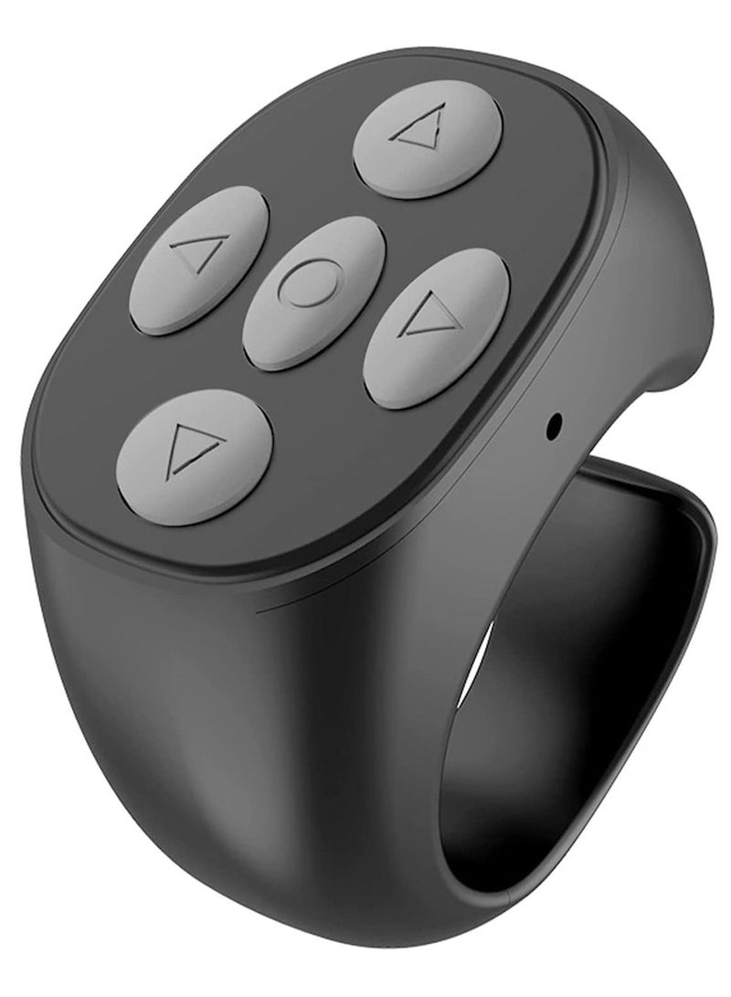 KASTWAVE Remote Control Scrolling Ring for Tiktok Page Turner, Wireless Camera Shutter Selfie Button for iPhone Android iPad Cell Phone Remote Clicker Kindle App, Simulate Mouse Operation - Black  - Image 1