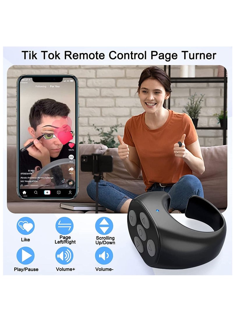 KASTWAVE Remote Control Scrolling Ring for Tiktok Page Turner, Wireless Camera Shutter Selfie Button for iPhone Android iPad Cell Phone Remote Clicker Kindle App, Simulate Mouse Operation - Black  - Image 3