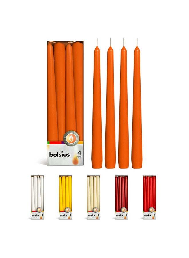 BOLSIUS شموع بولسيوس البرتقالية - مجموعة 4 قطع من الشموع السميكة غير المعطرة بطول 10 بوصات - مدة احتراق 8 ساعات - جودة أوروبية ممتازة - خالية من الدخان وقطرات - شموع منزلية لحفلات الزفاف، الحفلات، وزينة المنزل - Image 1