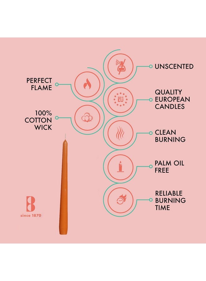 BOLSIUS شموع بولسيوس البرتقالية - مجموعة 4 قطع من الشموع السميكة غير المعطرة بطول 10 بوصات - مدة احتراق 8 ساعات - جودة أوروبية ممتازة - خالية من الدخان وقطرات - شموع منزلية لحفلات الزفاف، الحفلات، وزينة المنزل - Image 3