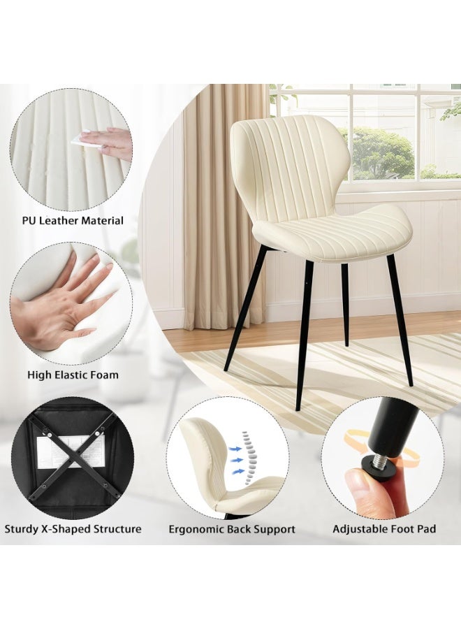 Living Upholstered Velvet Chair with Steel Legs – In Elegant Cream Color - Image 3