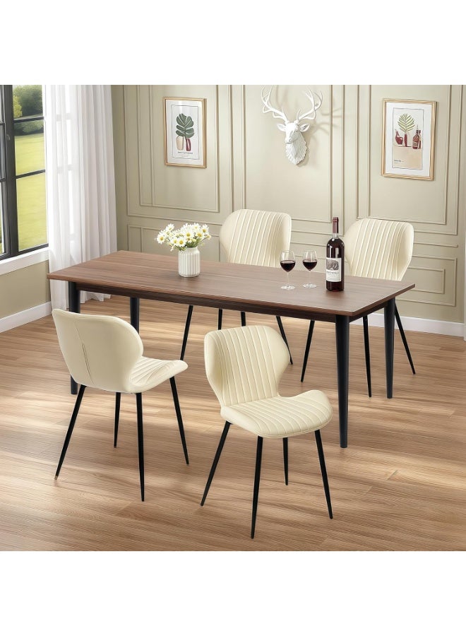 Living Upholstered Velvet Chair with Steel Legs – In Elegant Cream Color - Image 4