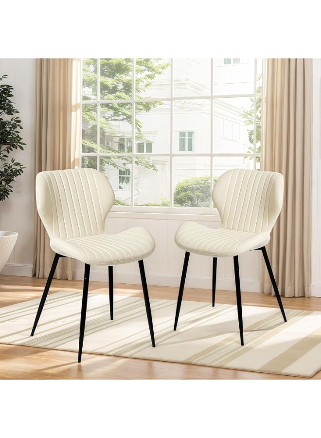 Living Upholstered Velvet Chair with Steel Legs – In Elegant Cream Color - Image 1