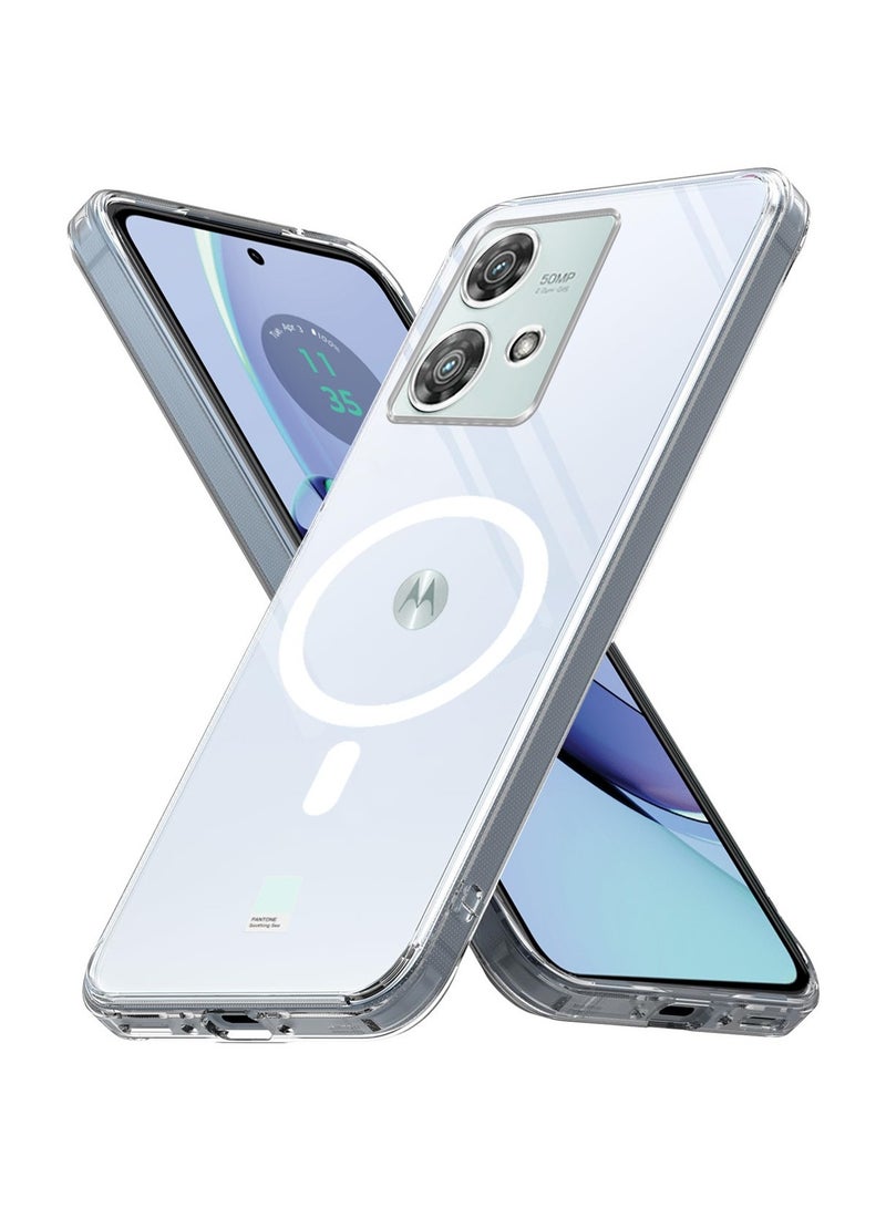 Techie غطاء موتورولا موتو G84 الشفاف مع ماج سيف – غطاء نحيف، مضاد للاصفرار مع حماية عدسة الكاميرا، حامل مغناطيسي متوافق - Image 1