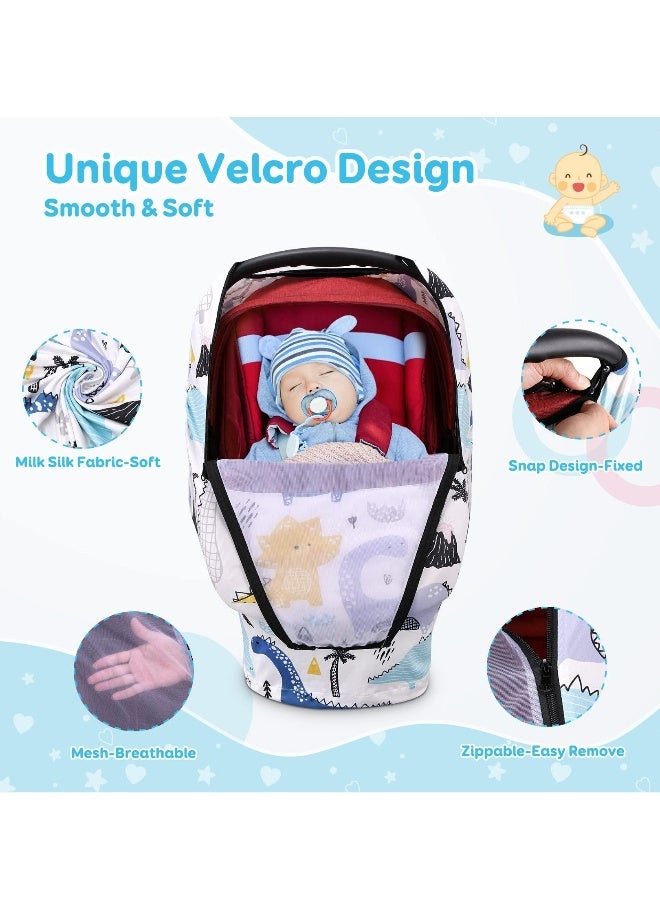 Car Baby Seat Covers Case, Car Seat Stroller Canopy With Breathable Zipperable Peep Window, Mosquito Net, Elastic Wind Sun Protection Cute Cover For Girls Boys - Image 4