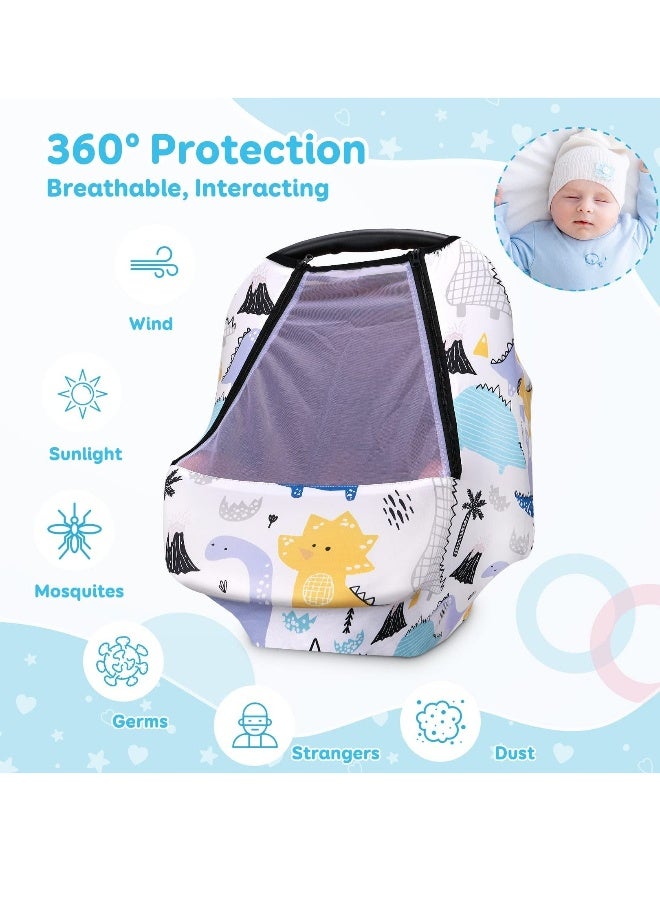 Car Baby Seat Covers Case, Car Seat Stroller Canopy With Breathable Zipperable Peep Window, Mosquito Net, Elastic Wind Sun Protection Cute Cover For Girls Boys - Image 2