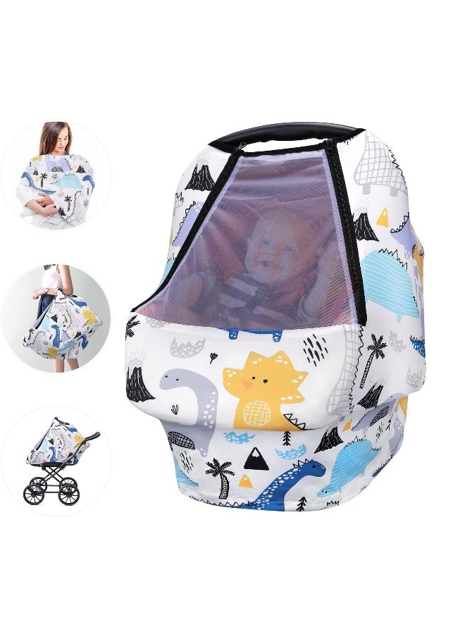 Car Baby Seat Covers Case, Car Seat Stroller Canopy With Breathable Zipperable Peep Window, Mosquito Net, Elastic Wind Sun Protection Cute Cover For Girls Boys - Image 1