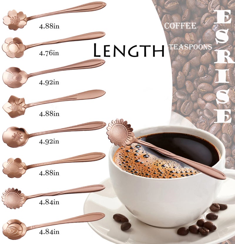 ESRISE 16 Pcs Teaspoon Tea Spoons, ESRISE Stainless Steel Cute Coffee Spoon for Tea Party Decorations (Rose Gold) - Image 2