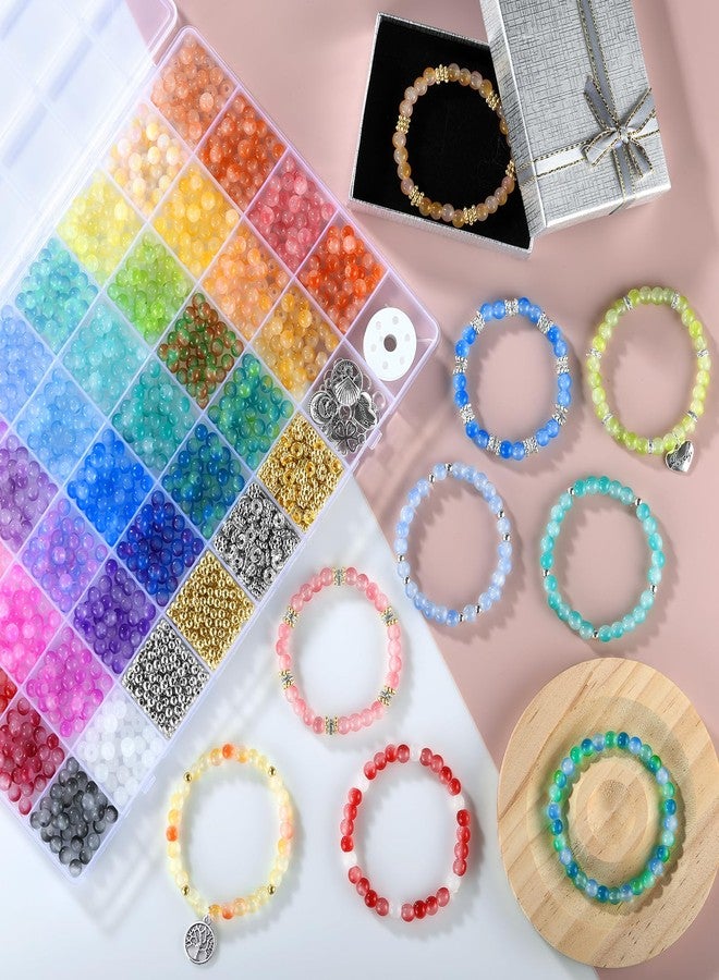 Funtopia 1400 pieces glass beads, 6 mm, 34 colours beads for bracelets, beads set for bracelet crafts - Image 3