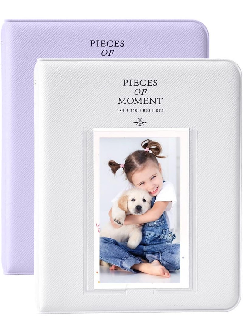 ZIKKON ZIKKON Photo Albums2Pcs 64 Pockets Album for Fujifilm instax Mini 7s 8 8 9 25 26 50s 70 90 Instant Camera Name Card Photo Book for PIC300PZ2300 PurpleWhite  - Image 1