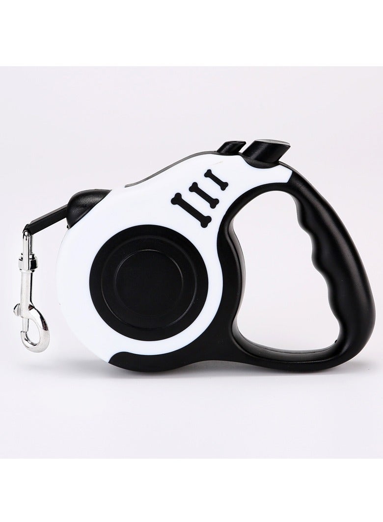 Retractable Dog Lead Extendable with Non Slip Handle and Adjustable Dog Lead 5 m Nylon Band One Hand Brake Pause Lock White - Image 1
