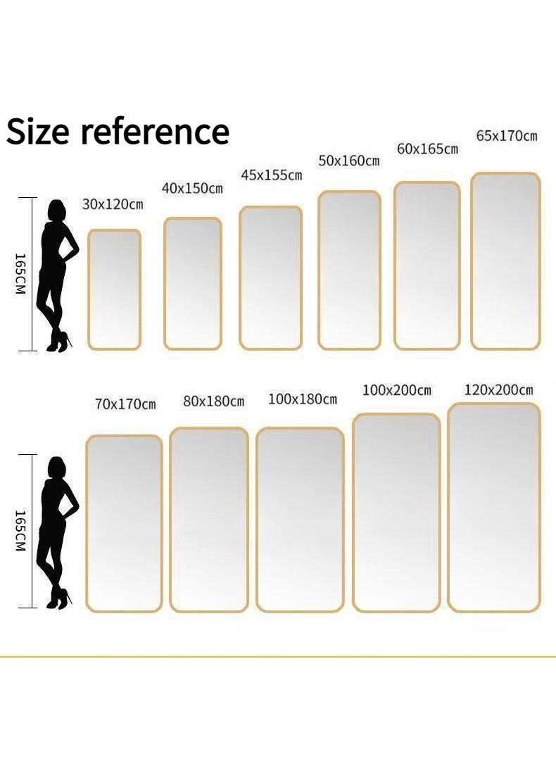 عام مرآة أرضية كاملة الطول مع حامل مرآة غرفة نوم كبيرة حامل مرآة مثبتة على الحائط أو متكئة على الحائط إطار من سبائك الألومنيوم مرآة خلع الملابس مرآة دائمة سوداء - Image 2