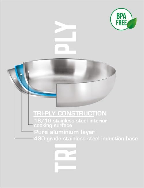 CDM SOLITAIRE Elanza Belly 3 LTR TryPly 1810 Stainless Steel Outer Lid with Extra Glass Lid Pressure Cooker Induction and Gas Base ISI Certified 5 Years Warranty - Image 2