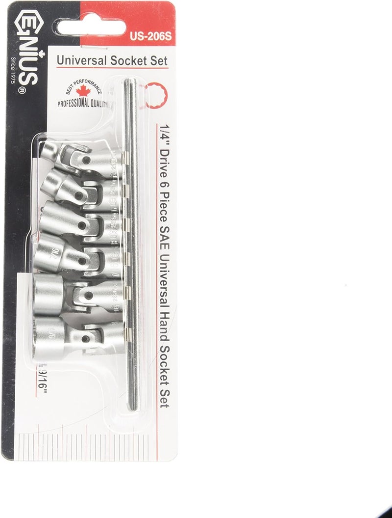 Genius Tools 6PC 1/4" Dr. SAE Universal Hand Socket Set - Image 2