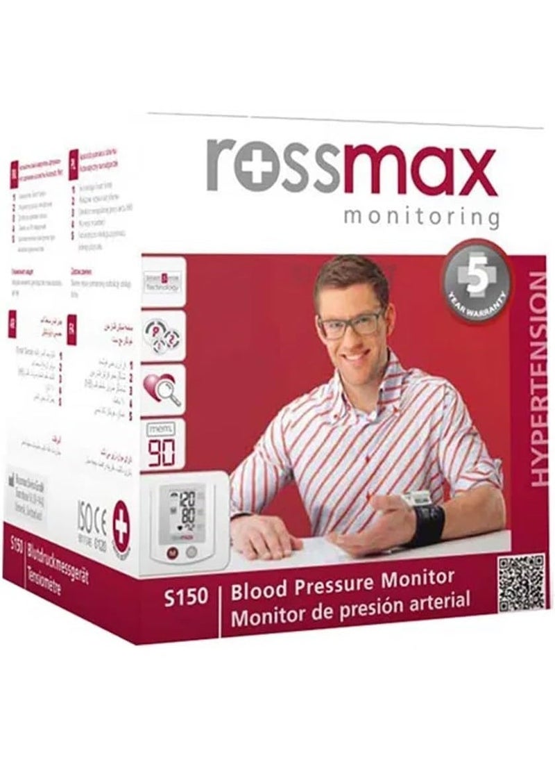 Rossmax S150 Automatic Wrist Blood Pressure Monitor Compact Digital Gauge with Large Screen and Ninety Reading Memory - Image 1