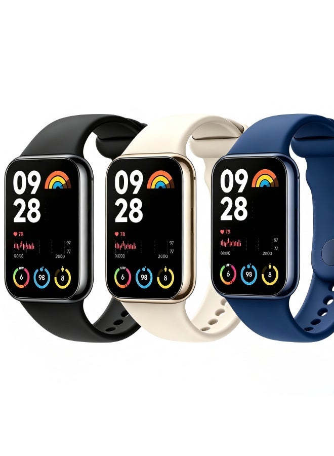 XM 3 Pcs Silicone Watch Strap for Xiaomi Band 9 Pro / 8 Pro, Redmi Watch 4 / 5, Soft Breathable Replacement Wristband, Multiple Colors Available - Image 2