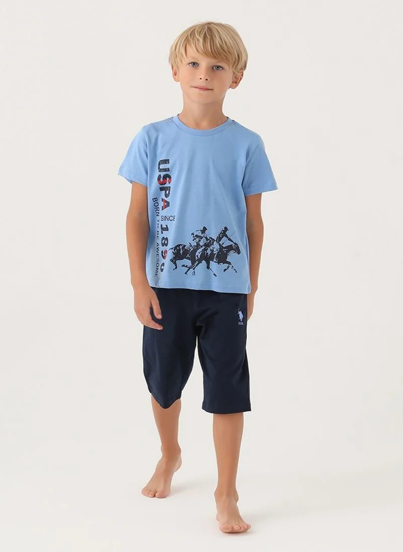 U.S. Polo Assn. U.S. Polo Assn. Boys Blue Capri Set