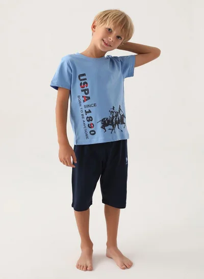 U.S. Polo Assn. U.S. Polo Assn. Boys Blue Capri Set
