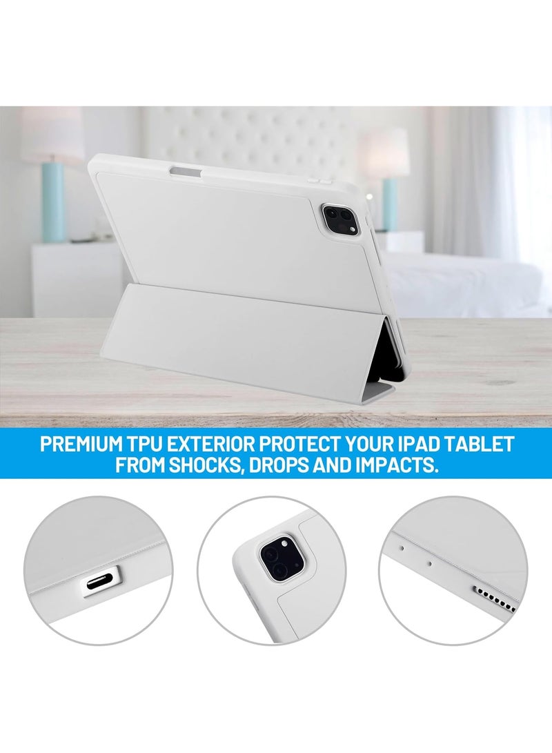 LEDIN Case Compatible with iPad Pro 11 (2024) Case/iPad Pro 11 Case Pro 11 Inch with Pencil Holder, Trifold Stand Protective Case Supports 2nd Gen iPencil Charging, Auto Sleep/Wake - Image 2