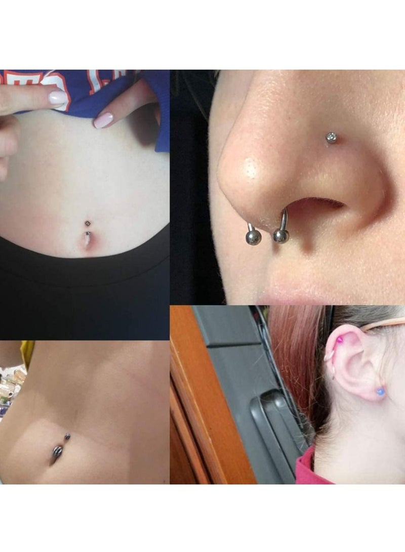 XiuWoo Piercing Kit 14G, 100Pcs 16G Nose Septum Rings Jewelry for Ear Lip Belly Button Tongue Tragus Cartilage Body Tools with Needle Silver - Image 4