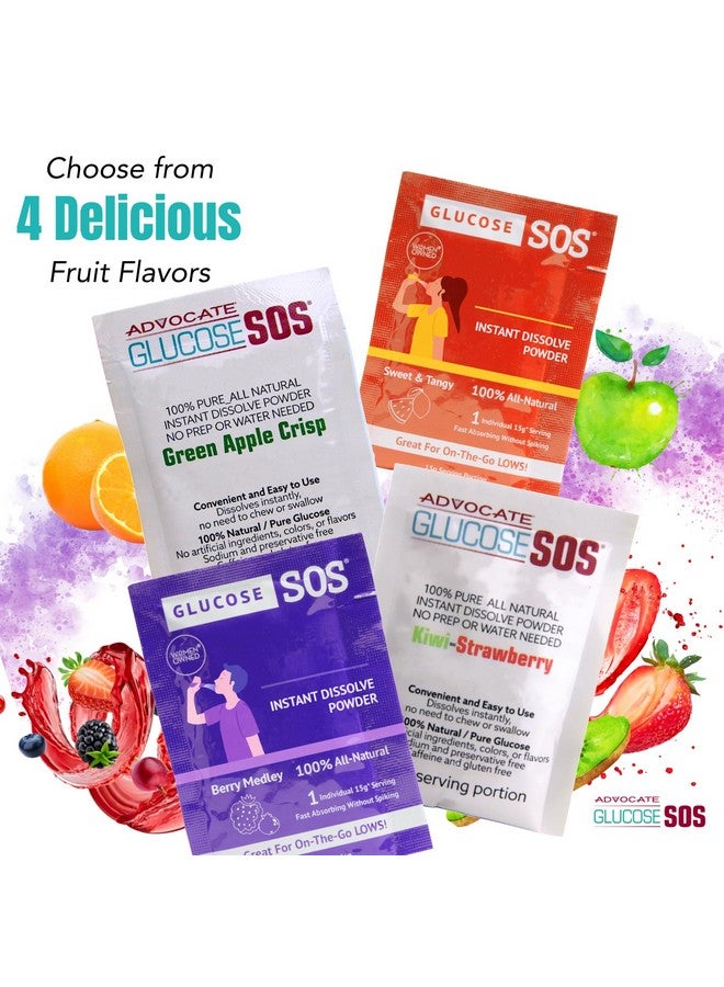 Glucose SOS حزم مسحوق الجلوكوز SOS مع الدكستروز الطبيعي، امتصاص سريع يذوب فورًا في فمك دون الحاجة إلى ماء، حلو وحامض 12 حصة - Image 5