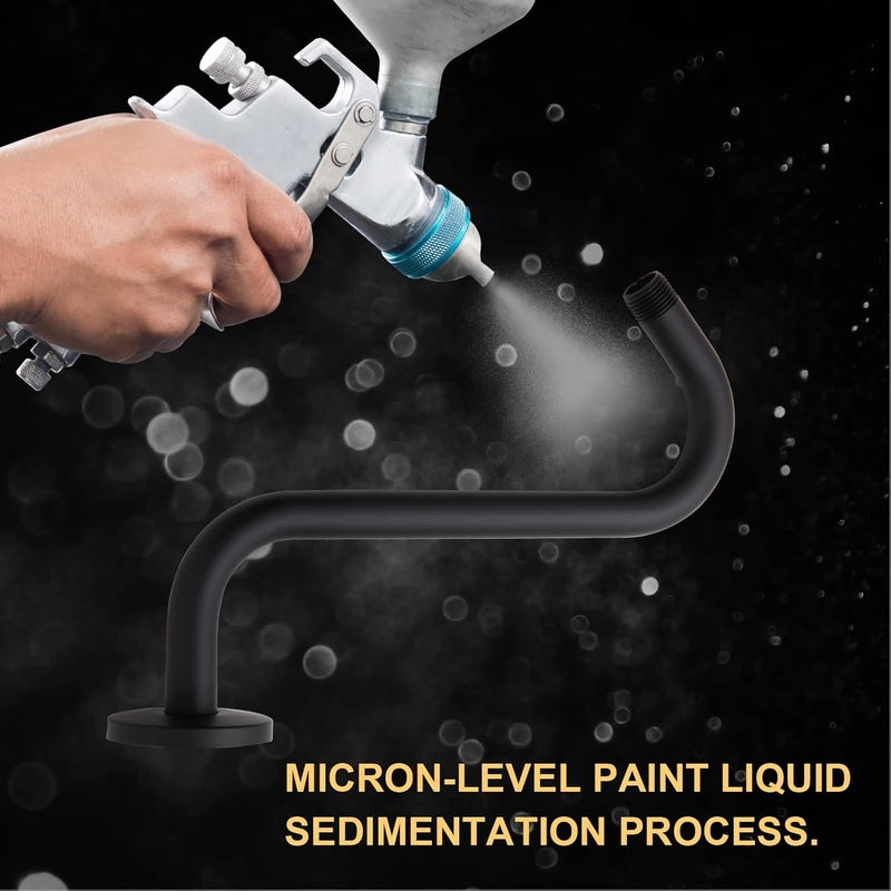 Offo Shower Head Extension Arm 8 in, Matte Black S Shaped Shower Arm with Flange High Rise Goose Neck Shower Extension - Image 5