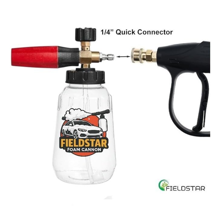 Fieldstar Car Pressure Washer Gun with Transparent Foam Cannon | Heavy Duty Car Wash Foam Gun with 1/4" Quick Connector & 1L Bottle|Compatible with STARQ,Vantro, Aimex,Shakti,iBELL & Pressure Washers - Image 4