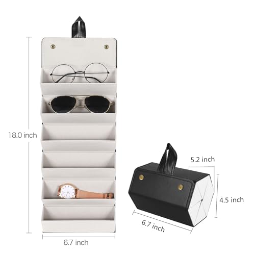 Storescent Sunglasses Organizer with 6 Slots, Travel Glasses Case Storage Portable Sunglasses Storage Case Bag Foldable Eyeglasses Holder Box, Eyewear Display Containers for Men & Women (Black) - Image 2