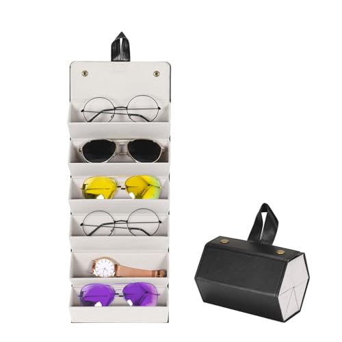 Storescent Sunglasses Organizer with 6 Slots, Travel Glasses Case Storage Portable Sunglasses Storage Case Bag Foldable Eyeglasses Holder Box, Eyewear Display Containers for Men & Women (Black) - Image 1