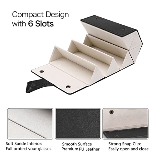 Storescent Sunglasses Organizer with 6 Slots, Travel Glasses Case Storage Portable Sunglasses Storage Case Bag Foldable Eyeglasses Holder Box, Eyewear Display Containers for Men & Women (Black) - Image 5